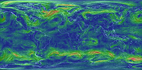 Klimamodell Earth Nullschool Projektion